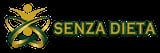Senza Dieta logo featuring a gold figure with arms raised and a circular design element