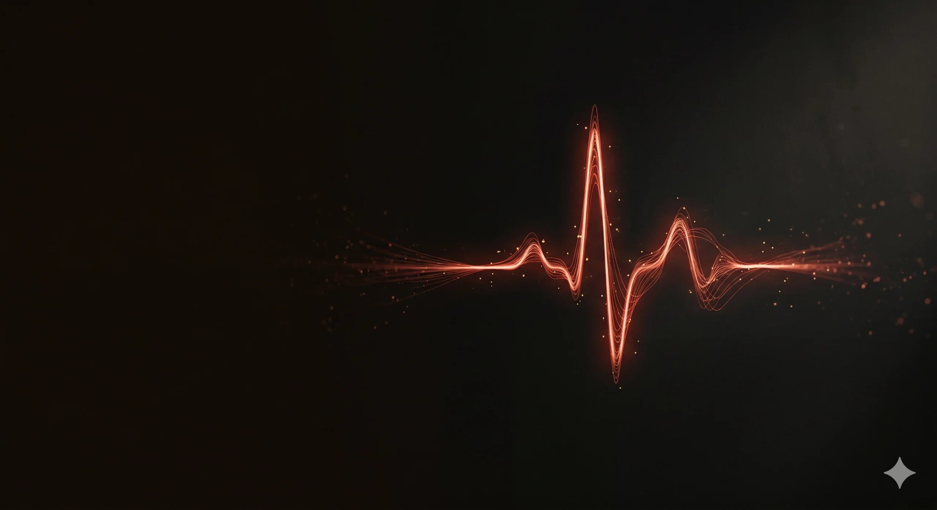 Red glowing heartbeat or ECG waveform line on dark background
